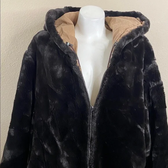 Jones New York heavy reversible faux fur outdoor long hooded coat 3X ❤️🏂❄️ - Picture 6 of 12